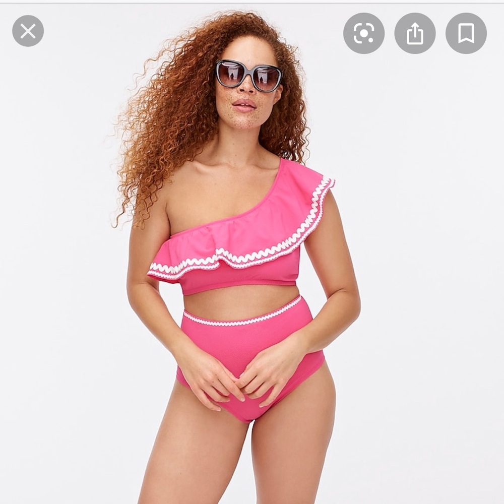 NWT JCrew Pink Rick Rack Bikini Top Sz L